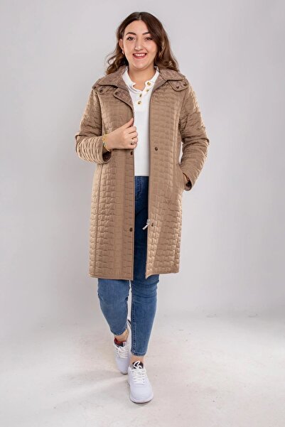 Sadık Collection Women's Plus Size Long Fur-Lined Mother's Model Copitone Coat 0412