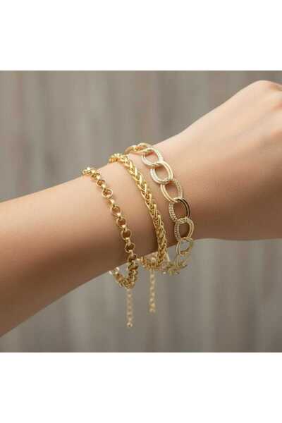 Ralp Moda طقم أساور من 3 قطع 17 سم + تمديد 5 سم