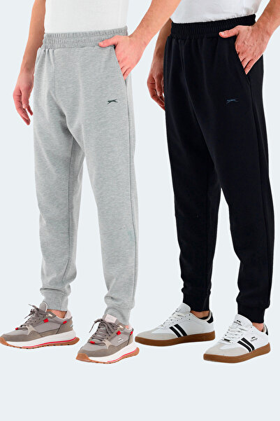Slazenger Valerie Set of 2 Men's Black - Gray Sweatpants with Pockets