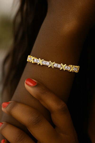PaminBags Aksesuar Zircon Stone X Detailed Clip Bracelet Lns0047