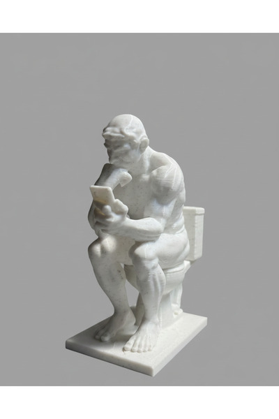 Frostblack Komik Tuvalet Telefon Bağımlısı Biblo – 3D Baskı Dekor ve Şaka Hed...