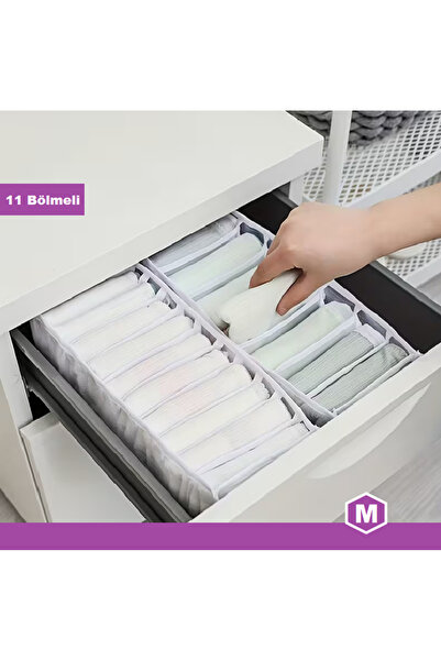 11 Bölmeli Çekmece Düzenleyici Akordeon Organizer-Medium - Beyaz