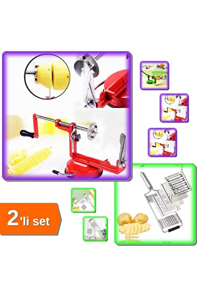 HerEveOyuncak Spiral Patates Dilimleyici + 4 Parça Paslanmaz Çelik El Rendesi...