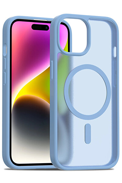 Fuchsia iPhone 15 Jota Magsafe Compatible Cover - Light Blue