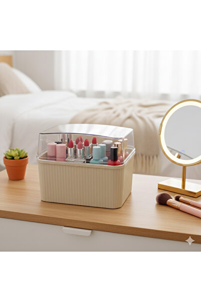 Saros Group Kapaklı Ruj ve Kozmetik Organizeri - Toz Korumalı Şeffaf Kapaklı ...