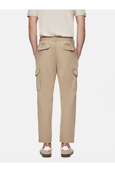 Ltb Straight Leg Gabardine Beige Trousers