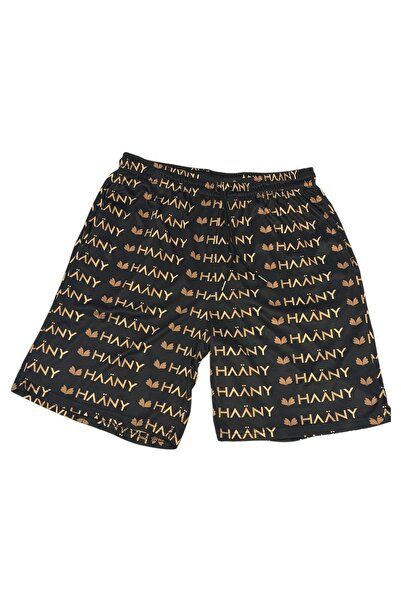 HAANY Haäny Black Gold Logo Men's Shorts – Oversized Comfortable Fit Sports Casual Shorts