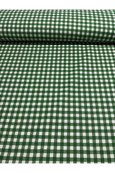 EKUMASCI Yeşil Pötikare Duck Keten - Perde ve Aksesuar - Su İtici - 100x180 M...