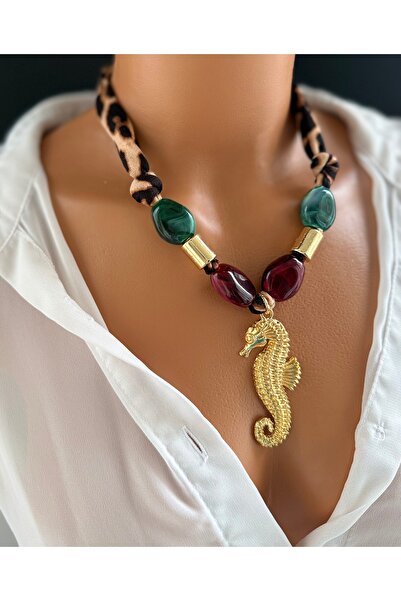 Limi Design Sea Horse Leopard Necklace-Bandana Necklace-Kerchief Necklace