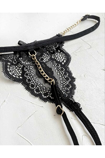 EBRA İÇ GİYİM SARI ZİNCİR DETAYLI İPLİ STRİNG TANGA