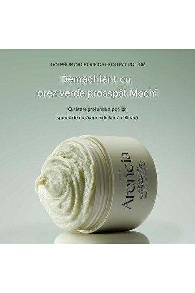 Arencia cleansing foam, makeup remover with green rice mochi, gentle exfoliant, 120 g