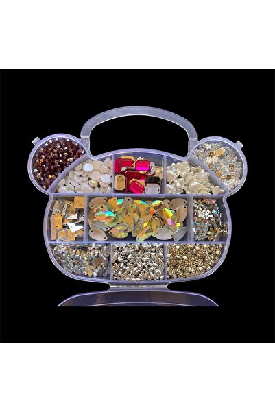 ramkovska مجموعة أحجار وخرز للتطريز في علبة مع دمية دب، مستلزمات صناعة المجوه...