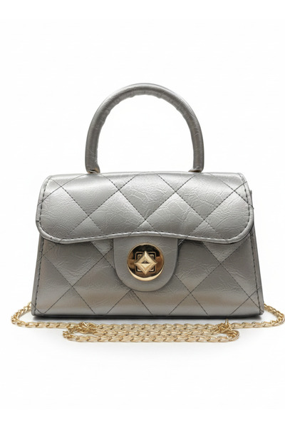 Satuna Γυαλιστερή καπιτονέ μίνι τσάντα – Λεπτομέρεια επένδυσης – Γυναικεία τσ...