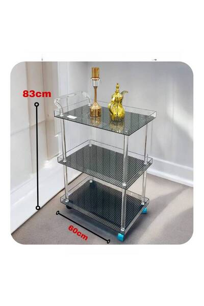 South house Acrylic Serving Cart 3-Tier Black