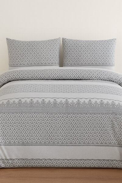 Alisy Home 100% Cotton Double Duvet Cover Set – Modern Pattern, Gray Sheets 2...