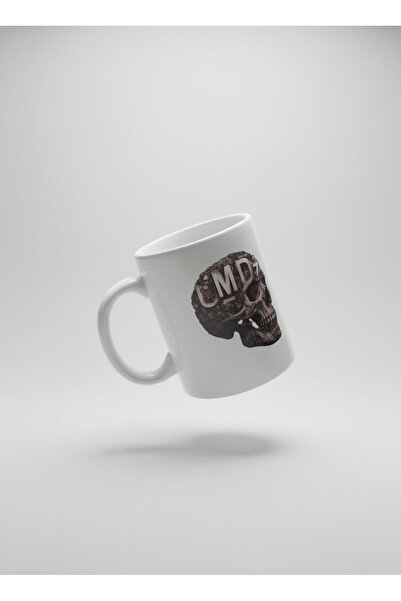 Raw Skull Porselen Kupa – Minimal Kurukafa Baskılı Tasarım