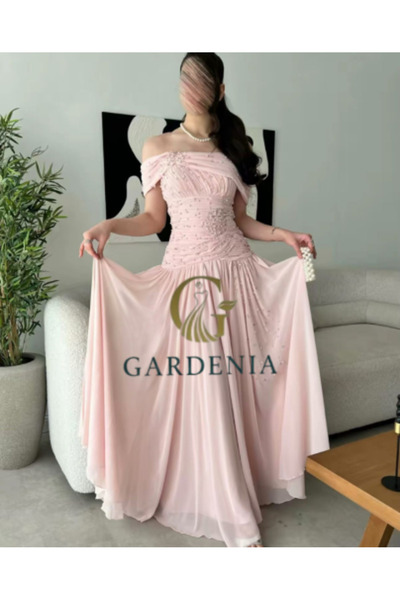 GARDENİA Pearl-Embellished Evening Dress