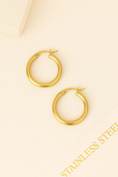 liore dünyası Çelik Altın Halka Küpe 316L – Alerji Yapmaz