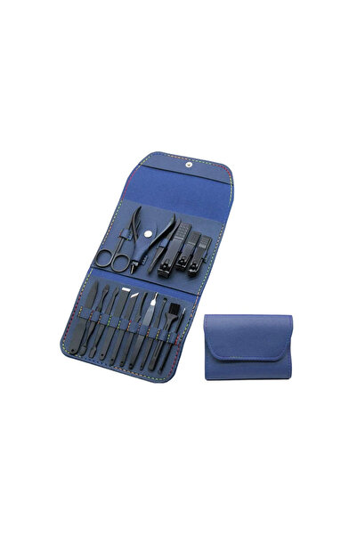 OEM Професионален комплект за маникюр 16 части, син, неръждаема стомана
