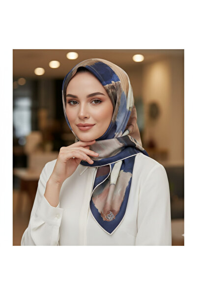 Levidor %100 Twill İpek Eşarp Lacivert (Pure Silk, 90x90, Kaymaz Yapı)