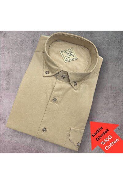 EREN STYLE Βελούδινο πουκάμισο από 100% βαμβάκι με μακριά μανίκια και που δεν...