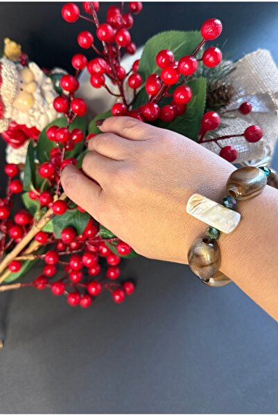 Limi Design And Coffee Bead Crystal Stone Bracelet