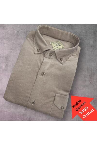 EREN STYLE قميص مخملي 100% قطن بأكمام طويلة مضاد للتعرق ( قصة ضيقة مقاسات)