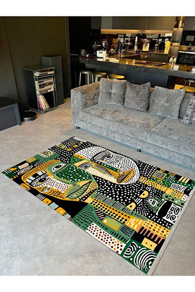 Rugs Modern Halı سجادة ديكور عصرية من مجموعة باريس بنمط نقاط صفراء وخضراء وصو...