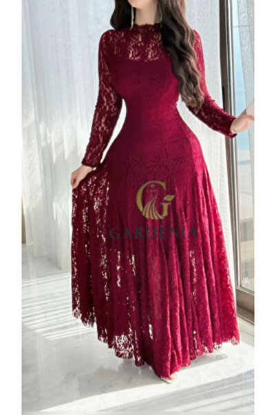 GARDENİA Classic Modest 'Berry Lace' Dress