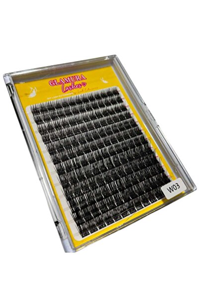 Glamura Lashes Ψεύτικες βλεφαρίδες με τούφες – Extensions από μετάξι, μοντέλο W03, εύκολη εφαρμογή