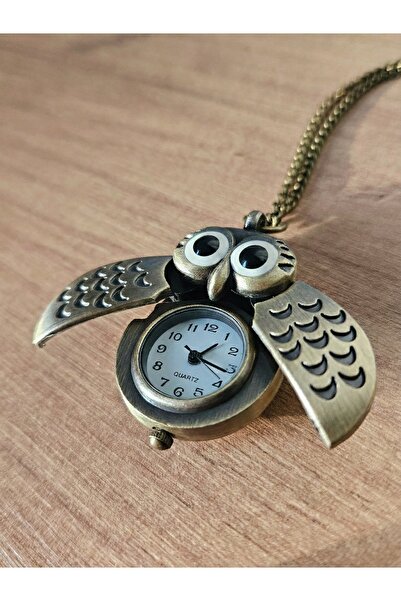 Rüya Kıyısı Vintage Tasarım Açılır Kanat Detaylı Mini Baykuş Cep Saati – Anti...