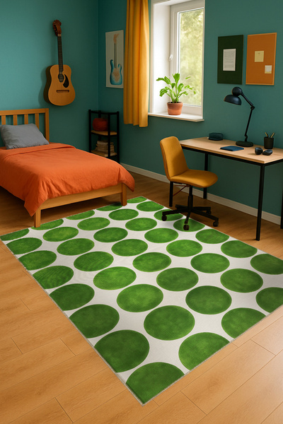 Rugs Modern Halı MOSSO Boncuk Boncuk TemalıDokuma Taban Vintage Dekoratif Kil...