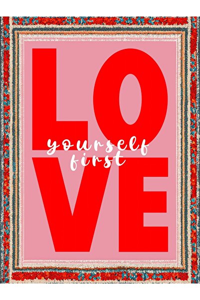 Rugs Modern Halı Paris Koleksiyonu Pembe Kırmızı Love Yazı Detaylı Modern Dek...