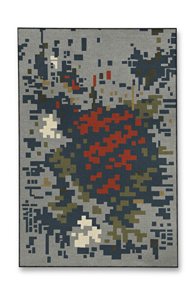 Rugs Modern Halı MOSSO Μπλε Μωβ Αποχρώσεις Έθνικ Λουλούδια με Μοτίβο Υφαντή Β...