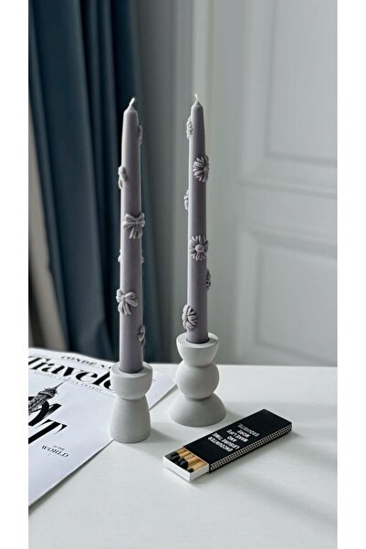 LALEZEN HOME Beton renk roma Şamdan