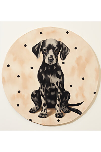 Rugs Modern Halı Συλλογή Dido Μπεζ Μαύρο Θέμα με Μοτίβο Σκύλου Δημιουργικό Μο...