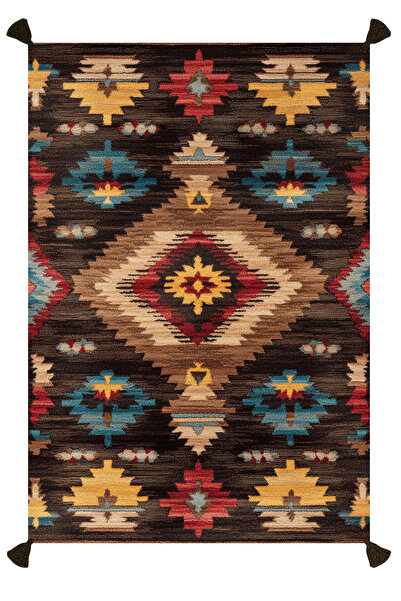Rugs Modern Halı Nova Art Καφέ Κίτρινο Μπλε Χαλί Σαλονιού με έθνικ σχέδια, υφ...