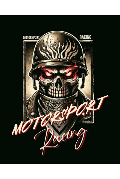 motorsport Μπλουζάκι Racing Kurukafa Oversized – Flame Skull Μαύρο Unisex Str...