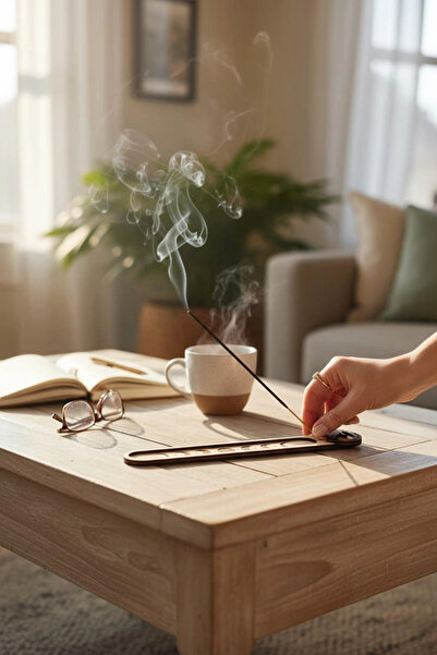 BenomTech Ay Evreleri Temalı Kedi Figürlü Ahşap Tütsülük