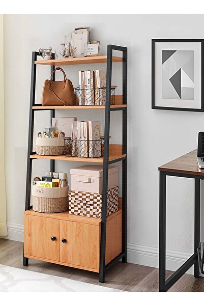 Generic Leon Home 5-layer Metal Frame Bookshelf with Door, 60x30x150 cm