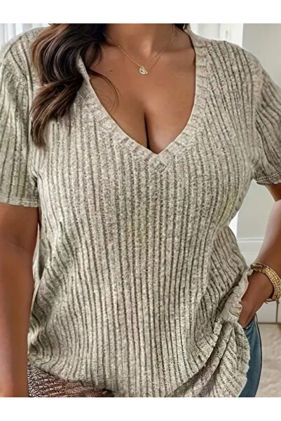 Kokosh moda 22Women's Short Sleeve V-Neck Ribbed Camisole Blouse