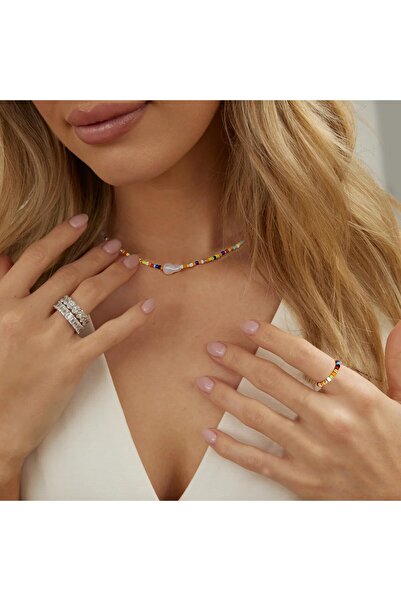 OEM Jewelry set with multicolored beads, 1 necklace, 2 bracelets, 1 ring, letter J