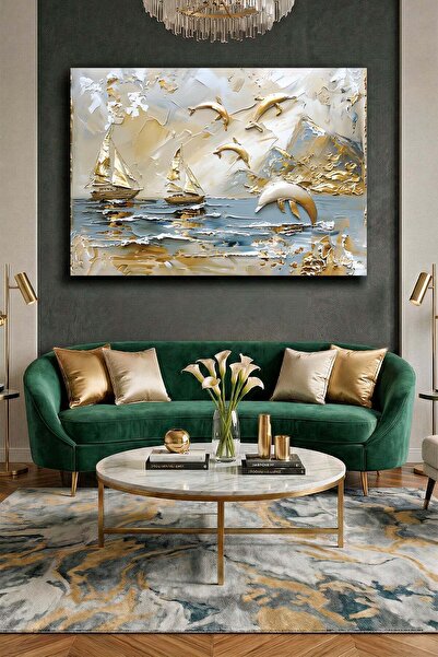 Wallivo Deniz Canlısı Rölyef Görünümlü - Modern Denizcilik Temalı Kanvas Tablo