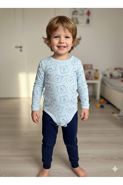 Şimo Butik Girl Boy Child Baby Long Sleeve Snap Fastener Bodysuit-Badi 100% O...