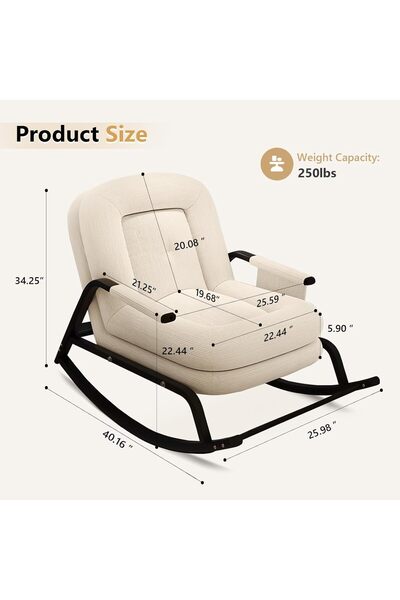Enjoylifeme Modern Upholstered Rocking Chair Glider Rocker with Adjustable High Backrest Soft Corduroy Chair