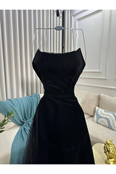 Thara royal black evening dress