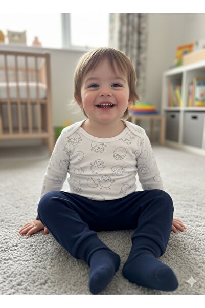 Şimo Butik Girl Boy Child Baby Long Sleeve Snap Fastener Bodysuit-Badi 100% O...