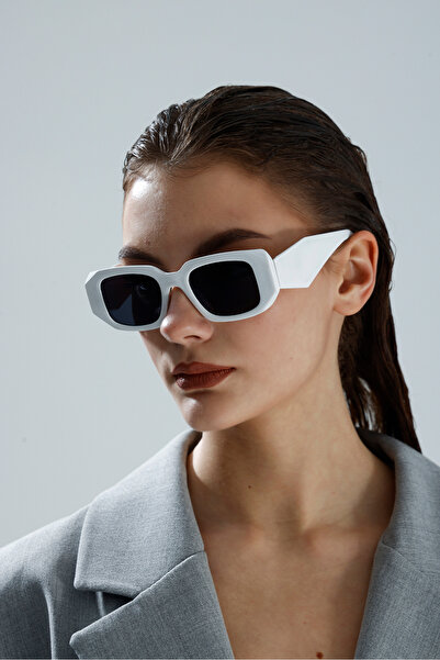 miii Square Thick Framed White Retro Vintage Unisex Eyewear Uv Protection