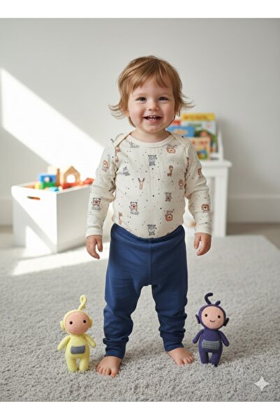 Şimo Butik Girl Boy Child Baby Long Sleeve Snap Fastener Bodysuit-Badi 100% O...