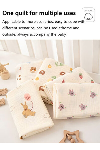 Generic Double-layer gauze baby blanket, cotton swaddle, soft and silky gauze